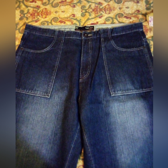 Campus Ivy League Crest Pockets Embroidered Denim Jeans Pants Men's 40/32 Blue - Picture 3 of 13